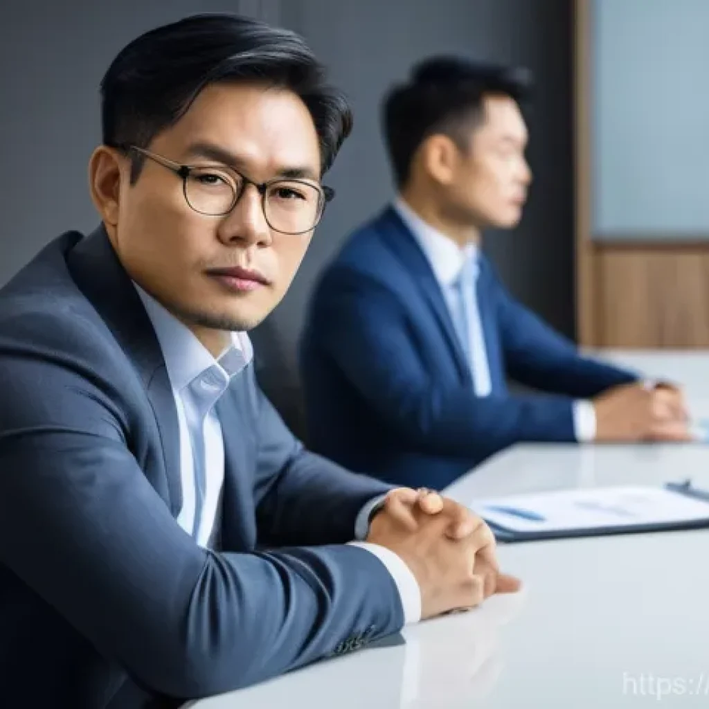 요도협착과 잦은 배뇨의 관계 - **Prompt:** A subtly uncomfortable Vietnamese man in his late 30s, dressed in business casual attire...