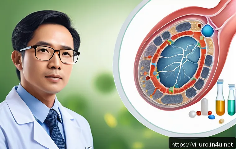 과민성 방광 치료를 위한 약물 비교 - A detailed medical illustration of the human urinary bladder showing the mechanism of anticholinergi...