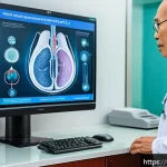 전립선 비대증 수술과 약물 치료 비교 - A detailed medical illustration of an elderly Vietnamese man consulting with a urologist in a modern...